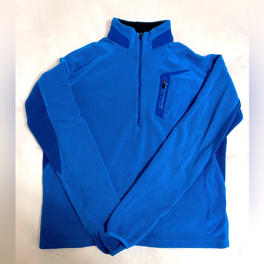 Men’s Marmot blue quarter zip. Size Large. In great condition.